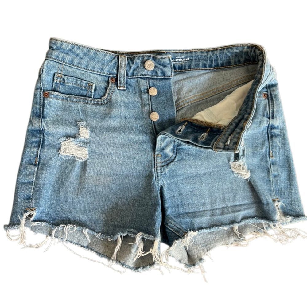 Old Navy high rise straight denim jean shorts Size 4 cut off style